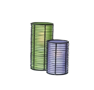 Juego de portavelas modernos de alambre y vidrio, portavelas cilíndricos de colores, farol de metal para decoración del hogar, jardín y bodas - Product Image 1