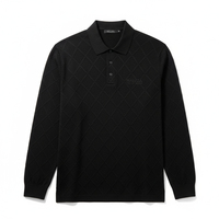 Logo Kustom Pola Bunga Kemeja Kasual Pria Berkualitas Tinggi Katun Pique Bernapas Lengan Panjang 240 GSM Layanan OEM