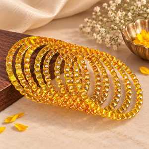 Bracelets en verre faits à la main avec motif goutte de pluie, accessoires de mode indiens pour mariée - Product Image 3