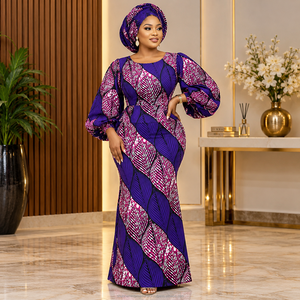 Purple Pink African Wax Print Ankara Fabric Leaf Pattern Textile for Women Dresses Fashion Sewing - Product Image 1