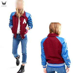 Hand Made Women's Varsity <b>Jacket</b> Solid Color Contrast Trim Full Sleeve Turn-down Collar Autumn Wear Regular Fit Letter A Design - Product Image 5