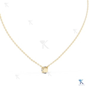 Collar Solitario con Diamante Cultivado en Laboratorio, Oro Sólido de 14K/18K, Elegante Engaste de Tulipán, Regalo de Lujo para Boda, Aniversario o Uso Diario - Product Image 5