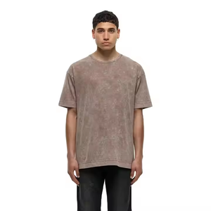 Nouvelle Arrivée T-shirts Tendance Oversize Style High Street Délavé à l'Acide OEM Respirant Motif Gaufré sur le Devant Design Personnalisé Rapide - Product Image 1