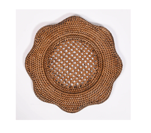 Assiette de présentation en rotin pour occasions spéciales, forme fleur, vert, bleu et couleur naturelle, décoration de table. - Product Image 4