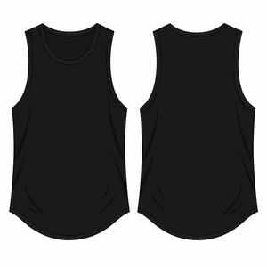 Blank Men's <b>Black</b> <b>Tank</b> <b>Top</b> Curved Hem Athletic Vest Factory Direct Custom Logo Manufacturer - Product Image 2