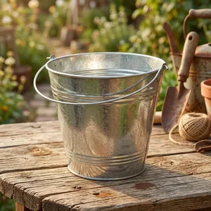 Heavy Duty <b>Galvanised</b> Steel Metal <b>Bucket</b> with Handle Multipurpose Utility Pail for Home Garden Bathroom Kitchen Storage Cleaning - Product Image 5