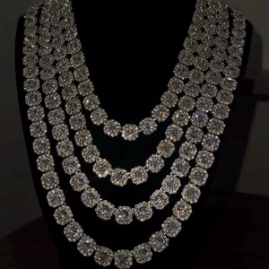 925 Sterling Silver Moissanite Diamond Neckless VVS1 <b>Iced</b> <b>Out</b> Mixed Moissanite Diamond Necklace GRA Certified - Product Image 1