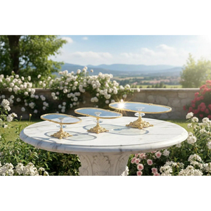 Support à gâteau rond en métal argenté antique de qualité supérieure avec plateau en acrylique pour la présentation de desserts lors de mariages et de fêtes, support à gâteau métallique - Product Image 3