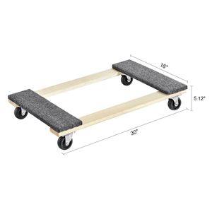 Carrello per Mobili con Capacità di Carico di 450 kg, 45x76 cm, in Legno Resistente con 4 Ruote Girevoli in PP da 7,6x7,6 cm per Spostare Mobili - Product Image 5