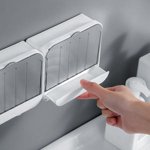 Modern Wall Mounted Waterproof Soap Holder with Lid Plastic Soap Dish Drainage Punch Free Bathroom Kitchen <b>Storage</b> - Product Image 5
