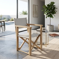 Fauteuil de salon moderne pliable en bois massif avec assise en toile élégante, fauteuil portable en bois pour aménagement intérieur, design artistique