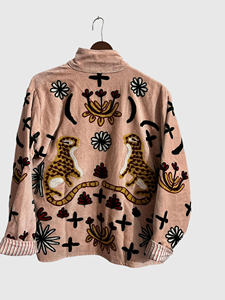 Blouson en coton brodé à la main avec motif floral, manches longues, col montant, style Prairie Chic, veste pour femme, style printemps - Product Image 2