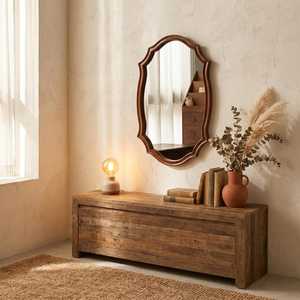 Artisan <b>Crafted</b> Wooden Wall <b>Mirror</b> for Living Room Decor - Product Image 5