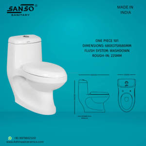 โถสุขภัณฑ์แบบยาว ระบบกดน้ำสองปุ่ม โครงสร้างแบบ S-Trap สำหรับใช้ในห้องน้ำ - Product Image 2