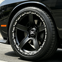 جنوط بي كي يو فورجد 5x115 بيدلوك مخصصة مقاس 17 و18 و19 بوصة مقعرة بخمسة أذرع لسيارات دودج تشارجر وتشالنجر إس آر تي هيلكات