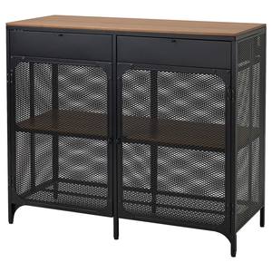 Meuble de rangement industriel en métal, étagère de présentation effet bois, organisateur à porte grillagée, finition moderne thermolaquée pour salon, bureau à domicile - Product Image 2