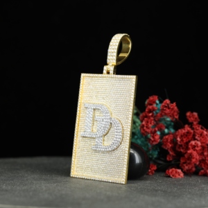 Custom Rectangle Shape Charm Pendant Iced Yellow Gold Plated Hip Hop Moissanite Necklace for Certified Personalized Jewelry <b>Gift</b> - Product Image 6
