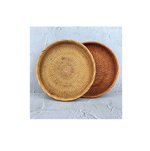 Plateau rond <span class=keywords><strong>en</strong></span> <span class=keywords><strong>rotin</strong></span> élégant de grande taille, plateau de service et table basse portable de qualité supérieure, prix abordable, personnalisation du logo et du design - Product Image 4