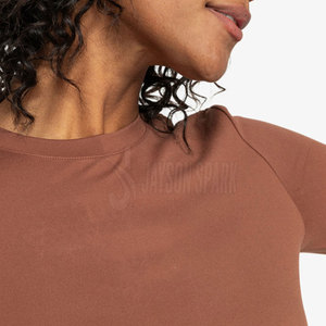 Fashion Casual Regular Fit Women's Long Sleeve Tops Crew Neck Soft Comfortable Solid Color Front Logo Customizable - Product Image 4