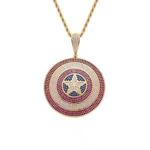 Collar con Colgante de Escudo del Capitán América, Fabricación India, Chapado en Oro de 18K, Plata 925, Estilo Hip Hop, Unisex, Uso Diario - Product Image 3