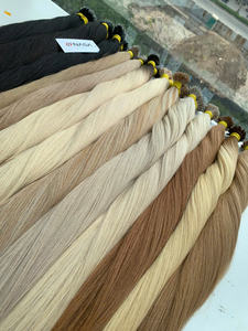 Precio al por mayor Extensiones de cabello a granel 100% cabello vietnamita 1 paquete 100 gramos Colores claros Super doble dibujado 60 cm Natural recto - Product Image 3