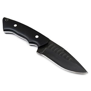 Cuchillo táctico de hoja fija con filo dentado y mango negro, de espiga completa, para uso exterior y desollado, venta al por mayor EE. UU. Europa - Product Image 4