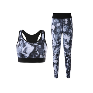 Conjunto de leggings y sujetador deportivo para mujer, con tiras cruzadas y espalda descubierta, soporte medio, de secado rápido y transpirable, para yoga y fitness. - Product Image 4