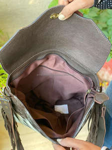 Sac à main en cuir à frange en fourrure léopard pour femmes, fourre-tout torsadé à frange, bourse en cuir, meilleures ventes - Product Image 5