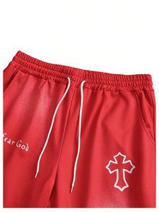 Ensemble survêtement homme personnalisé : T-shirt streetwear et pantalon évasé, imprimé graphique sérigraphié, coton délavé à l'acide, manches courtes - Product Image 5