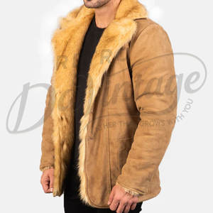Chaqueta de Cuero de Gamuza para Hombre, Forro de Piel Sintética de Lujo, Cuello de Borrego, Abrigo Cálido de Invierno, Prenda Exterior Clásica y a la Moda - Product Image 1