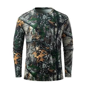 Haut décontracté pour homme à imprimé camouflage, col rond, manches longues, tissu en maille de polyester, coupe régulière, léger stretch pour la saison printemps-automne - Product Image 1