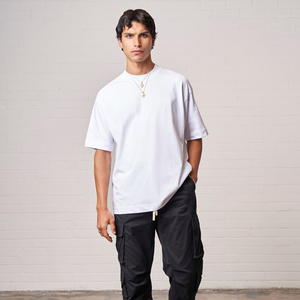 Camiseta de hombre transpirable de algodón 100% de 300 gramos, de corte holgado, manga corta, con estampado serigráfico, estilo oversize, para venta transfronteriza. - Product Image 3