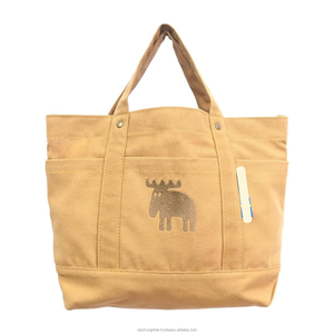 Bolsa de mano de algodón liso RPET reciclable personalizada de fábrica, bolsa de lona de Color blanco y negro con asas para profesores y estudiantes - Product Image 5