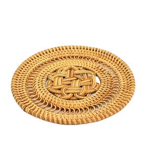 Dessous de verre en rotin fait à la main en osier grande Table ronde sous-verre napperons coussin de Table frange décoration de la maison - Product Image 1