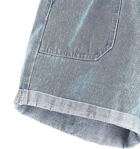 Shorts de mezclilla de cintura alta para mujer, estilo Paperbag, con dobladillo con vuelta, desgastados y rotos, de verano - Product Image 4