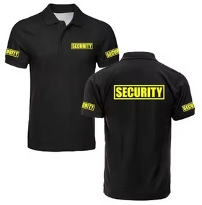 เสื้อโปโลยูนิเซ็กซ์สีดำ ผ้าโพลีเอสเตอร์ สำหรับเจ้าหน้าที่รักษาความปลอดภัย ใส่ได้ทุกฤดู มีโลโก้สีเหลืองที่หลังและแขนเสื้อ พร้อมระบบตรวจจับเข็ม - Product Image 1