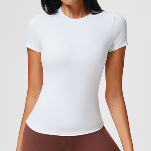 Camisetas de cuello redondo para mujer, camisetas de mujer al por mayor, ropa de mujer de alta calidad al por mayor, camisetas de moda de manga corta - Product Image 2