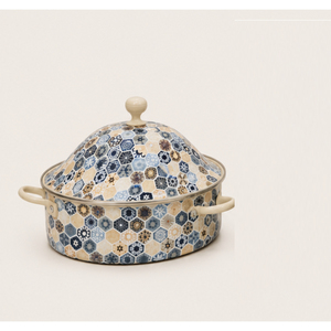 Ensemble de casseroles en émail de luxe, en acier inoxydable, motif mosaïque, chauffe-plats isolé, pot de service décoratif pour buffet - Product Image 1