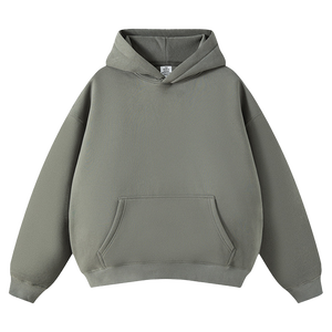 High Quality 350 Gsm Drop Shoulder Pullover Hoodie <b>Thick</b> <b>Fleece</b> Oversize Loose Fit Custom Logo Cropped Plus Size Men's Hoodies - Product Image 1