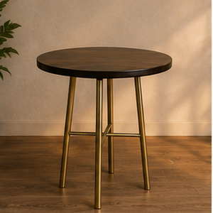 Modern Round <b>Coffee</b> <b>Table</b> <b>Walnut</b> Top Metal Legs Midcentury Living Room Furniture Durable Design - Product Image 5