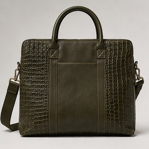 Sacoche pour ordinateur portable en cuir véritable de qualité supérieure, grand format, style vintage, pour hommes, motif alligator, sac messager professionnel, sac de travail extérieur - Product Image 1