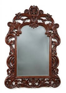 Venetian Victorian Carved Wood <b>Rectangle</b> Square Long Full <b>Wall</b> <b>Mirror</b> Etched Floral Beveled Frame Antique Silver Full Length - Product Image 6