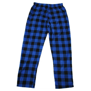 Men's Blue Black <b>Plaid</b> Fleece Pajama Pants Elastic Waist Drawstring Side Pockets Winter Casual Heavyweight Long Pants - Product Image 6
