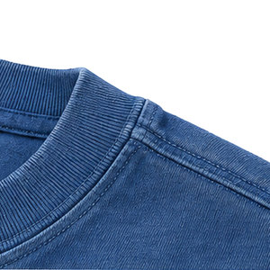 Men’s Cotton T-Shirt Heavyweight Vintage <b>Blue</b> Streetwear Graphic Tee High Quality Custom Logo Printed Casual Oversized Short - Product Image 6