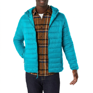 Men's Brown Hooded <b>Jacket</b> With Zipper Casual Autumn Wear Polyester Wadding Windproof Design - Product Image 6