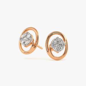 Minimalist Geometric Princess Cut Labgrown Diamond <b>Stud</b> Earrings Rose Gold Elegant Wedding Daily Wear 10K 14K 18K 925&935 <b>Silver</b> - Product Image 4