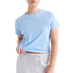 T-shirt court décontracté d'été pour femme, personnalisable avec logo, en coton uni, à manches courtes, vente en gros, fournisseur d'usine OEM - Product Image 3