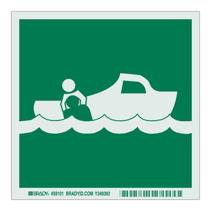 Señal de Seguridad Marina BradyGlo que Brilla en la Oscuridad para Salidas de Emergencia de Embarcaciones - Product Image 1
