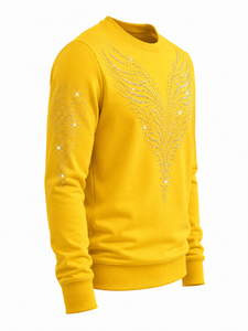 Sudaderas de Invierno para Hombre de Alta Calidad, Diseño Sólido con Pedrería, Estilo Urbano de Lujo, Cómodas, de Algodón/Poliéster - Product Image 2