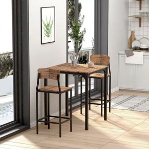 Set da Pranzo Industriale Nero a 3 Pezzi con Sedie e Tavolo Altezza Bancone - Product Image 4